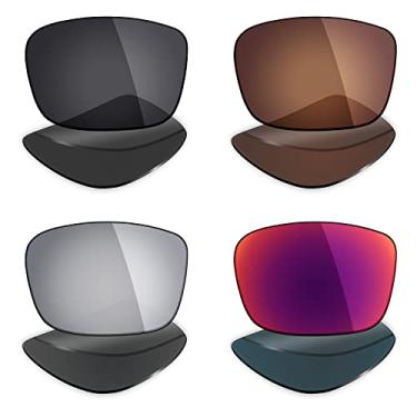 Imagem de 4 pares de lentes polarizadas de substituição Mryok para óculos de sol Spy Optic Helm – Preto e bronze marrom/prata titânio/sol meia-noite