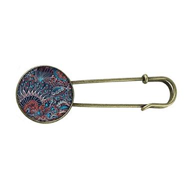 Imagem de Abstrato sem costura textura peixe animal retro metal broche broche clipe jóias