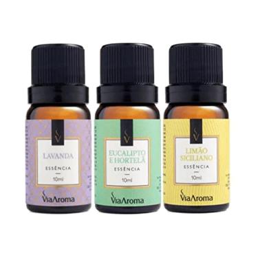 Imagem de KIT BÁSICO DE AROMATERAPIA - 3 Óleos Essenciais 100% Puros. Lavanda, Limão e Eucalipto.