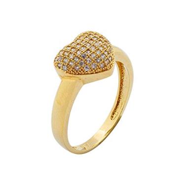 Imagem de Akasaki Anel Zircônia Coração (Dourado, 16)