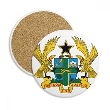 Imagem de Caneca de porta-copos com emblema nacional da África do Gana, pedra absorvente de proteção de mesa