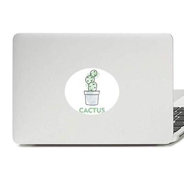 Imagem de Adesivo de notebook com emblema de planta em aquarela de cacto, suculentas em vaso
