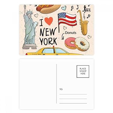 Imagem de Cartão postal I Love New York Hot Dog Donuts America Texi Cartão de felicitações de aniversário