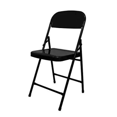Imagem de Cadeira Dobrável de Bar Sala Cozinha Ferro Aço Preta