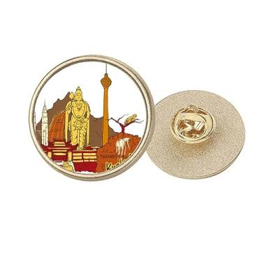 Imagem de Broche Malaysia Kuala Lumpur Aquarela Redondo Metal Dourado Broche Clip, Medium, não aplicar