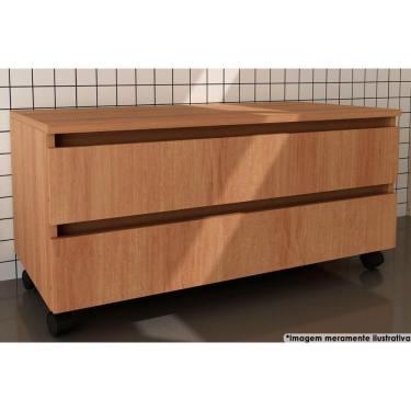 Imagem de Gabinete de Banheiro BN3603 2 Gavetas c/ Rodízio cor Amêndoa - Tecno Mobili