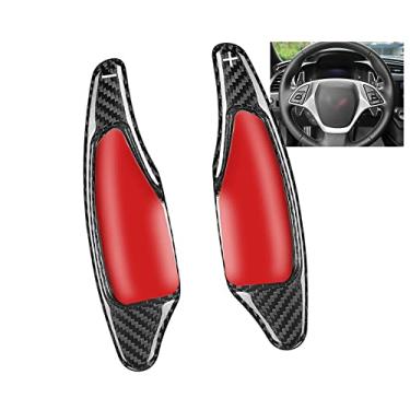 Imagem de HIBEYO Capa de extensão para câmbio de remo Chevrolet para Chevrolet Corvette C7 substituição de fibra de carbono acessórios de câmbio de volante - preto carbono