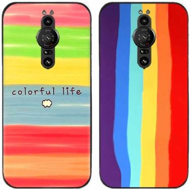 Imagem de 2 peças colorido vida arco-íris impresso TPU gel silicone capa de telefone traseira para Sony Xperia todas as séries (Sony Xperia Pro-I)