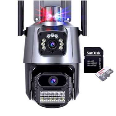 Imagem de Câmera de Segurança Robô 6MP Full HD 4k, Câmera de Visão Noturna Colorida Infravermelha WiFi, Dupla Lente Angular 8X Zoom, IP66 à Prova D'água, Chamada de Voz Bidirecional + Cartão de Mmemória