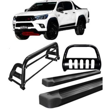 Imagem de Kit Quebra Mato Estribo Plataforma Santo Antônio H2 Hilux 16/20 Preto 