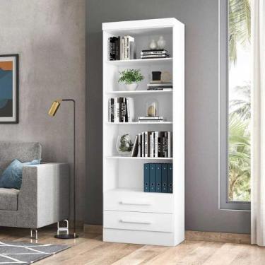 Imagem de Multiuso Livreiro Estante 3420 Com 2 Gavetas Branco Qmovi Móveis - LM 