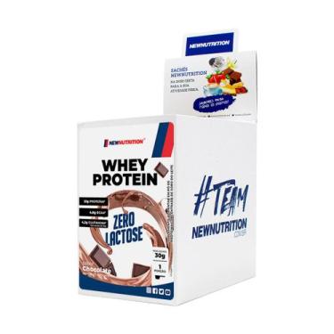 Imagem de Display com 10 Sachês Whey Protein Zero Lactose 30g Chocolate NewNutri