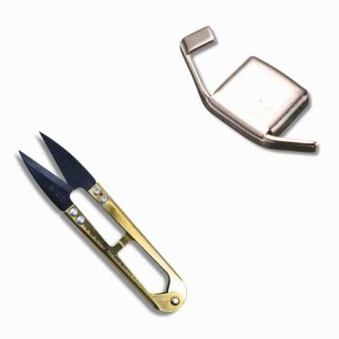 Imagem de Kit tesoura de arremate dourada TC-805GE Mais Guia Magnético p Máquina