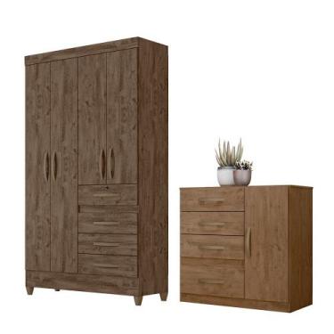 Imagem de Jogo Gaveteiro e Roupeiro Tulum Castanho Wood - Mais de Casa