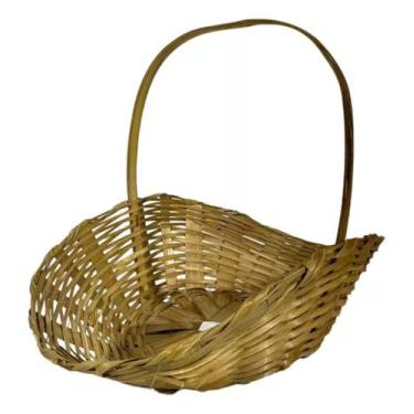 Imagem de 1 Bandejão De Bambu Oval Vime Palha Cesta Fraldeira 38cm - FLORA FULL