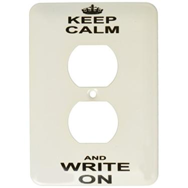 Imagem de 3dRose lsp_157787_6 Keep Calm and Write On Carry On Writing Autor Phd Tese Writer Gifts Fun Funny Humor Humorous 2 Plug Outlet Cover