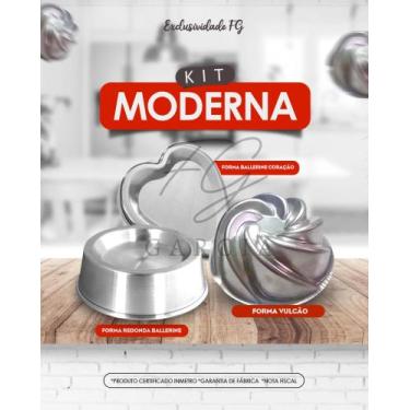 Imagem de Jogo de assadeiras ballerine coração e vulcão - kit moderna em alumini