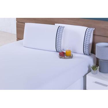 Imagem de 2 Fronhas King 50cmX90cm 100% Algodão 180 Fios Barrado Lese Preta - MT