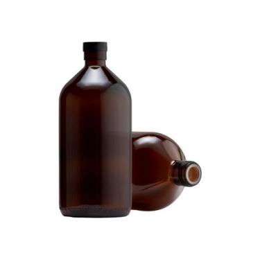 Imagem de Kit 3 Frascos De Vidro Âmbar 1000ml Com Tampa E Batoque - Embaleve Com