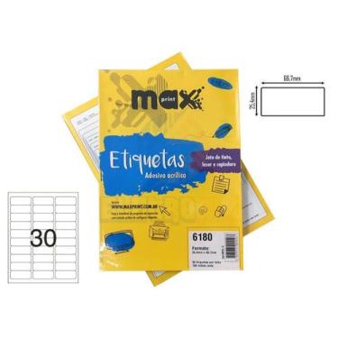 Imagem de Etiqueta Auto Adesiva Papel Carta 30 Etiquetas por Folha Pacote com 10