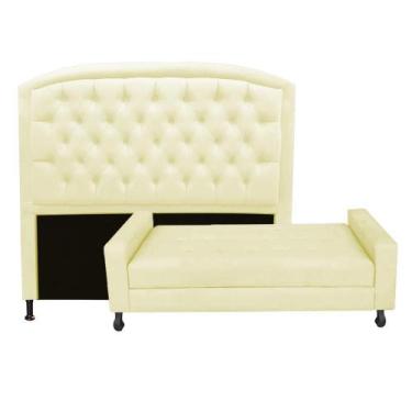 Imagem de Kit Félix com Cabeceira Geovana 1,95 cm King Size Baú Quarto Sala Sued
