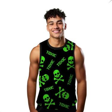 Imagem de Camiseta Regata Verão Estilo Moda Praia Toxic Caveira Neon Verde 884 -