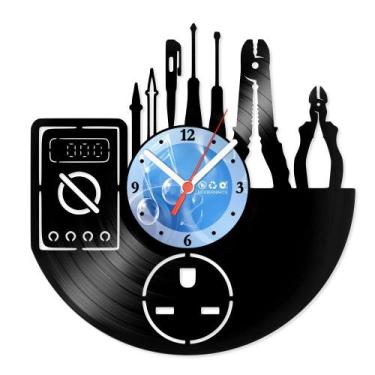 Imagem de Relógio De Parede Disco Vinil Profissões - Eletricista - VPR-031 - Mod
