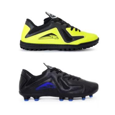 Imagem de Kit Dois Pares Chuteira Couro Legitimo E Sintético Society Campo Grama