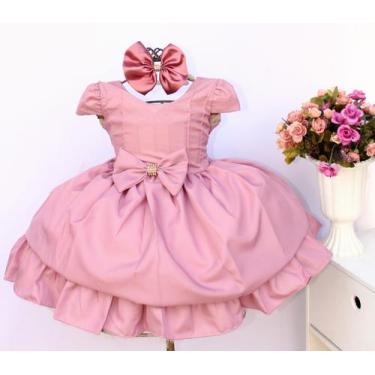 Imagem de Vestido Infantil Festa Luxo Daminha Casamento E Tiara, Rose, 2