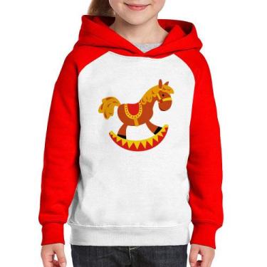 Imagem de Moletom Infantil Cavalo Balanço - Foca na Moda, Branco, Vermelho, 4