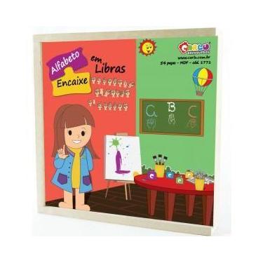 Imagem de Alfabeto de Encaixe em Libras - MDF 54 Peças - Carlu