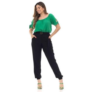 Imagem de Calça Jogger Feminina com Faixa e Fivela Elastico Cintura Blogueira Te