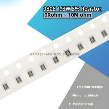 Imagem de Resistores SMD Chip 0805 (100 peças) - 5% 1/8W - 0R a 10M Ohms, 24 qui
