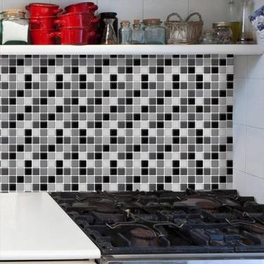 Imagem de Papel de Parede Auto Adesivo Lavável Pastilha Pa0009 Preta, Branca e c