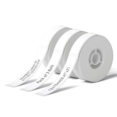 Imagem de NIIMBOT 3 rolos de etiquetas para D11/D110/D101/H1S, etiquetas de impressora térmica 0,47" x 3" (12 x 75 mm), etiquetas NIIMBOT para logotipo/etiqueta de frasco/casa/cozinha (branco)