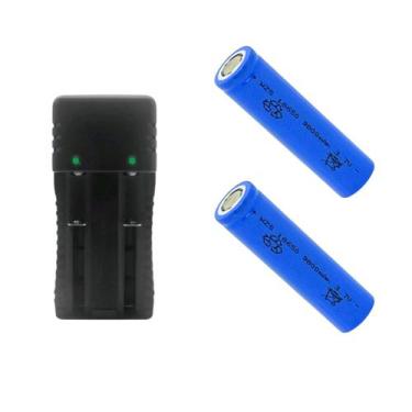 Imagem de Kit Carregador Duplo 2 Slot Mais 2 Bateria 18650, 14500 Bateria 26650,