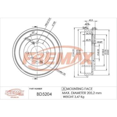 Imagem de Tambor de freio Traseiro Hyundai Hb20 S 2013 a 2024 FREMAX