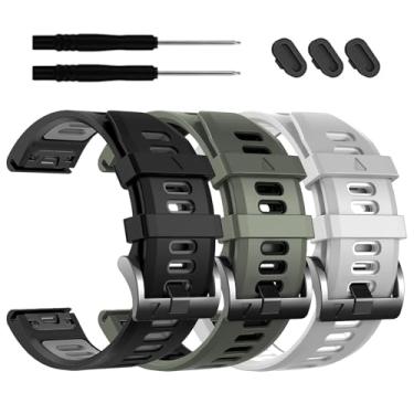 Imagem de EZMVZKU Pulseiras de relógio de ajuste rápido de 26 mm para Fenix 8 AMOLED/8Pro 51 mm/Fenix 7X/7X Pro/6X/6X Pro/5X Plus, pulseiras esportivas de silicone compatíveis com Garmin Enduro 3/2/Descent Mk3i