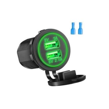 Imagem de Carregador Tomada Veicular 12/24V USB Duplo Para Carro Moto Caminhão L