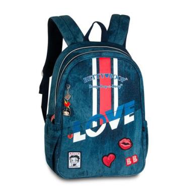 Imagem de Mochila Escolar de Costas Oficial Betty Boop Jeans Feminina Fashion Cl