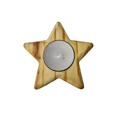Imagem de Porta Vela Rechaud Estrela Madeira Decoração Presente