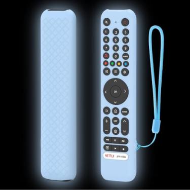 Imagem de LEFXMOPHY Capa para controle remoto por voz TCL RC833 GUB2 RC716 2024, capa de silicone que brilha no escuro - azul