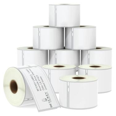 Imagem de BETCKEY - Compatível DYMO 30323 (2-1/20.3 cm x 10.2 cm) Etiquetas de envio/crachá, adesivo forte e perfurado, compatível com DYMO Labelwriter 450, 4XL, impressoras de mesa Rollo e Zebra [10 rolos/2400