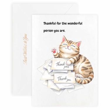Imagem de MAGJUCHE Cartão de agradecimento para genro – Selo e envelope de cera elegante, papel 300 g/m², impressão vívida de 600 DPI, 12 x 17 cm, design de gato pequeno