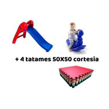Imagem de Kit Infantil Queima de Estoque - Escorregador baby 2 degraus + Gangorr