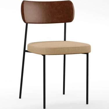 Imagem de Cadeira Para Sala De Jantar Melina L02 Marrom Bege Escuro