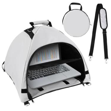 Imagem de Tenda para laptop, protetor solar portátil para laptop, tecido impermeável, capô de tela de privacidade de computador para trabalhar ao ar livre, protetor de brilho e toldo refletor de calor, bolsa