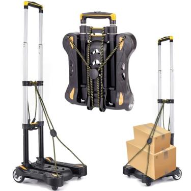 Imagem de Baxeo Carrinho De Bagagem Dobrável Pequeno, Mão Com 4 Rodas, Utilitário Alumínio Sólido Compacto E Portátil Para Movimentação Bagagem, Mochila, Transporte Viagem Uso Em Escritório