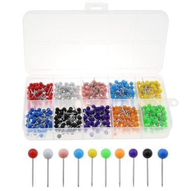 Imagem de ZZHXSM 500 peças de pregos multicoloridos, diâmetro da bola, 1/20.3 cm, prego de cabeça redonda de plástico para marcar locais e rotas de viagem