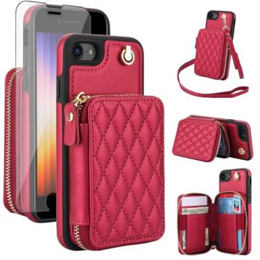 Imagem de Capa de celular para iPhone 7/8/SE 2020/2022 carteira com protetor de tela, bloqueio de RFID, suporte para cartão iPhone7 iPhone8 7s 8s i SE2020 SE2022 2/2nd/3/3ª geração SE2 SE3 7SE 8SE 8SE mulheres